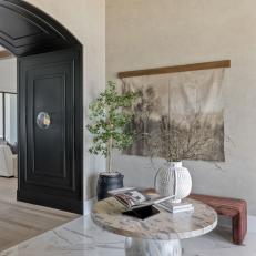 White Modern Foyer With Marble Table