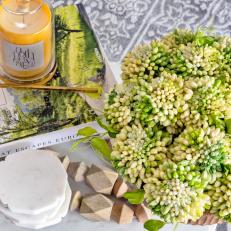 Coffee Table Tableau With Yellow Candle