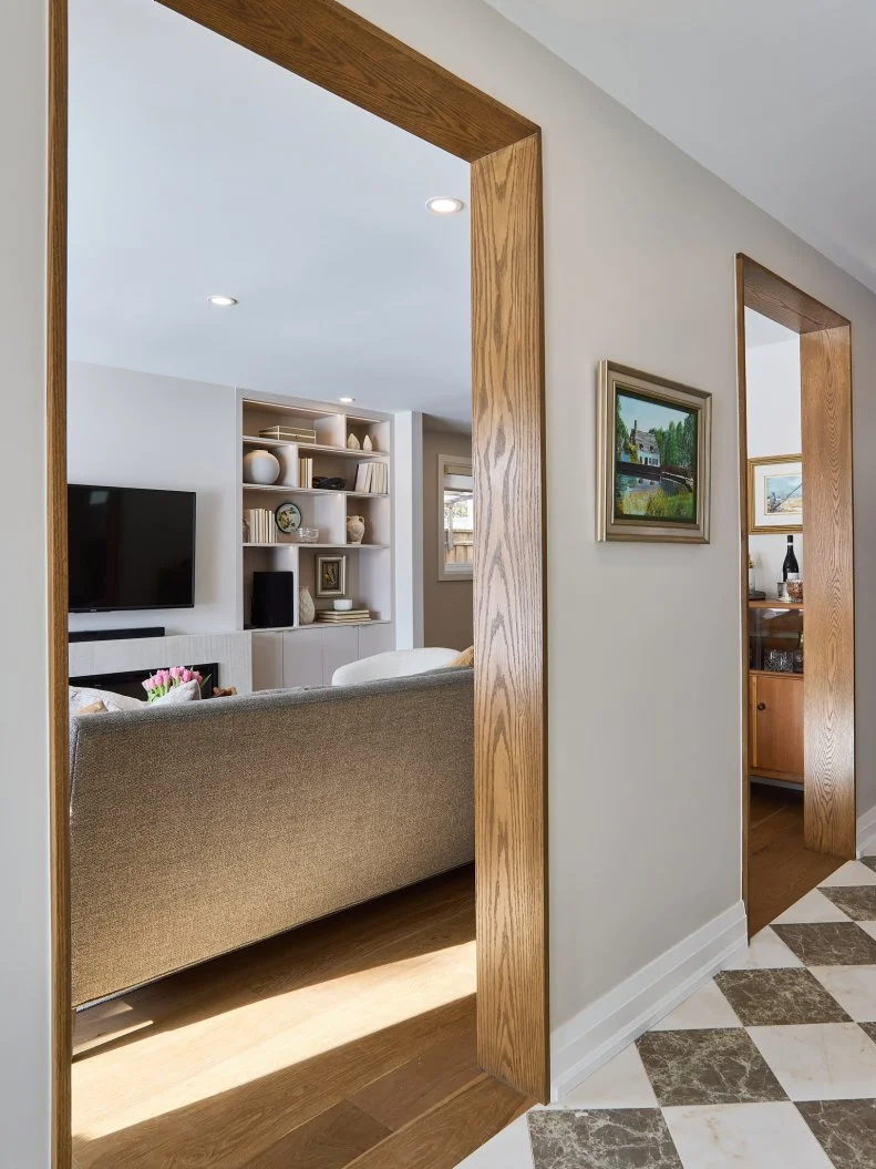 Room 1, foyer, living room entrance, after, matches RM1 02, as seen on Love It or List It, Season 19