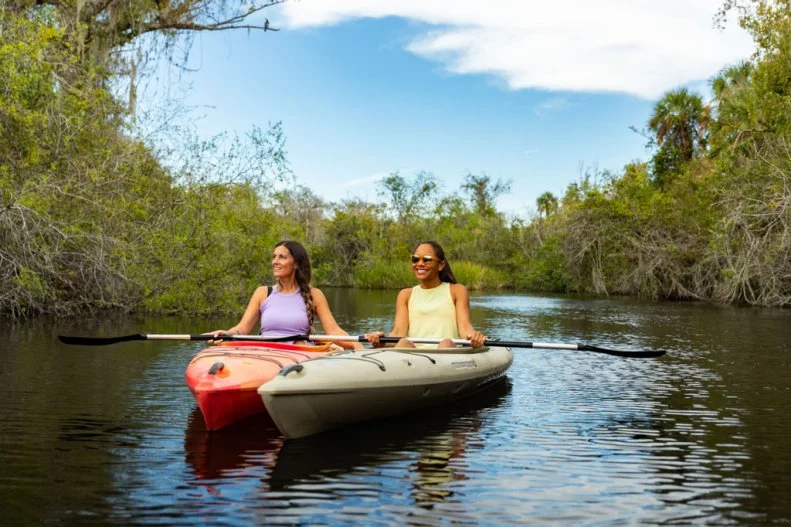 Two women kayaking in the Everglades on Florida's Paradise Coast
