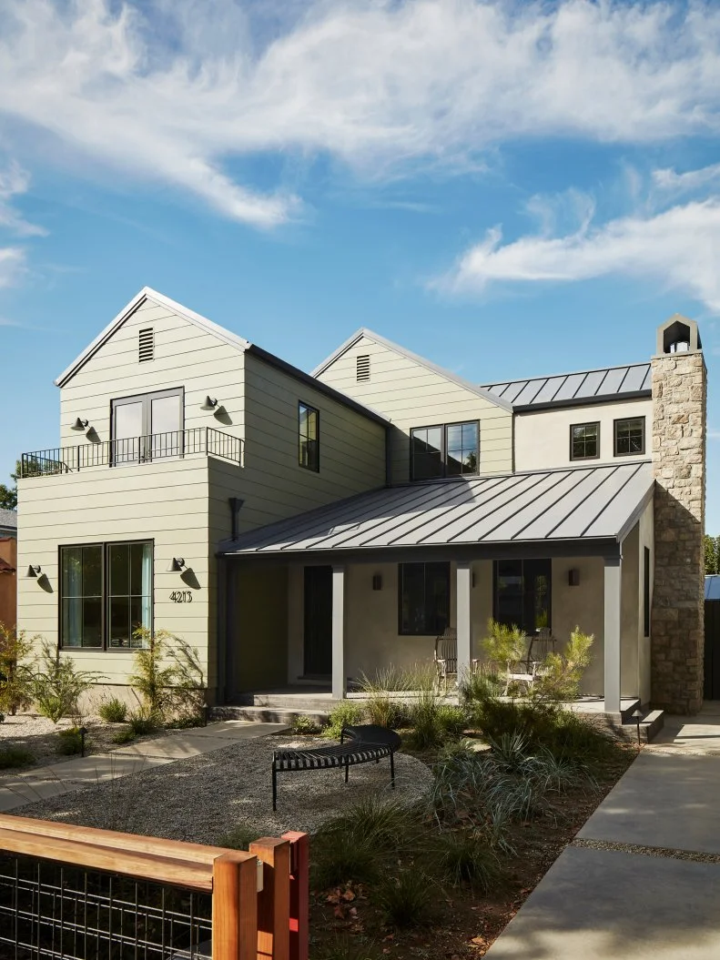Light Green Modern Farmhouse With Metal Roof