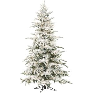 Fraser Hill Farm Mountain Pine 9' White Artificial Christmas Tree with LED Lighting