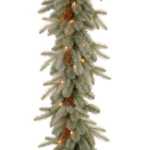 Darby Home Co. Feel Real Frosted Artic Spruce Pre-Lit Garland