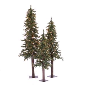 The Holiday Aisle Natural Alpine Green Artificial Christmas Tree with Lights