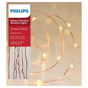 Philips® 30ct Christmas Battery Operated LED Gold Globes Dewdrop Fairy String Lights - Warm White