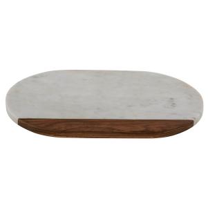 Oval Marble and Wood Serving Board