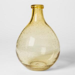 Yellow Bubbled Glass Vase