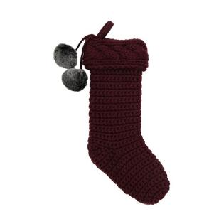Burgundy Knit Christmas Stocking