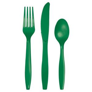 Emerald Green Plastic Disposable Flatware
