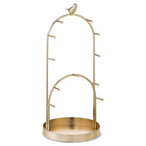 Gold Arched Jewelry Storage Stand with Bird