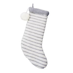 Grey and White Stripe Stocking