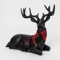 Sitting Black Reindeer Figurine