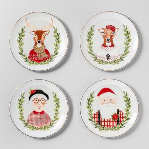Stoneware Holiday Icons Appetizer Plates