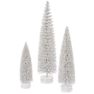 3 Piece Glitter Oval White Artificial Christmas Tree Set