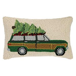 Fransen Jeep Woody with Tree Hook Wool Throw Pillow
