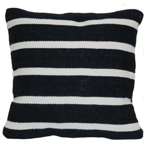 Outdoor Throw Pillow Square - Woven Narrow Stripe Black