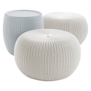 Urban Cozy 3pc Knit Patio Poufs and Table