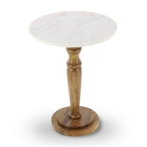 Wood Marble Accent Table