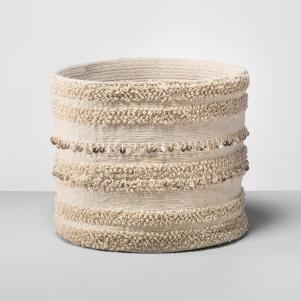 Cream Tufted Embellished Basket