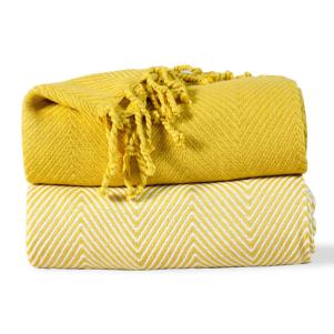 Yellow Cotton Throw Blankets