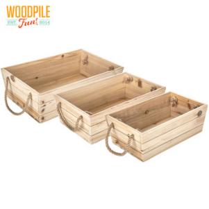 Wood Baskets with Jute Handles