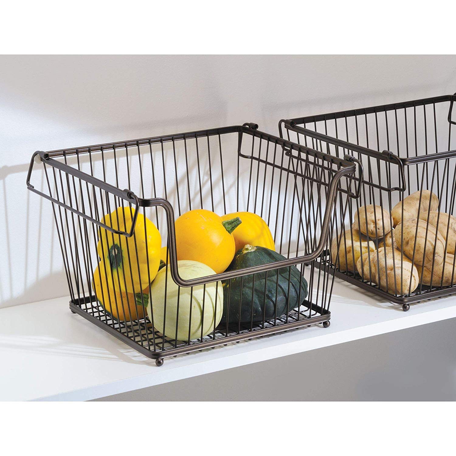 Pantry Black Countertop Warmfill 6 Pack Wire Baskets for Storage Durable Metal Basket Pantry Organizer Storage Bin Baskets for Kitchen Cabinets 2 Small, 2 Medium, 2 Large Wire Basket Closets 