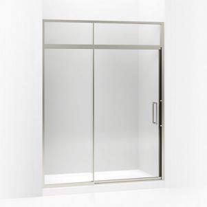 Lattis pivot shower door with sliding steam transom, 89-1/2" H x 57 - 60" W, with 3/8" thick Crystal Clear glass