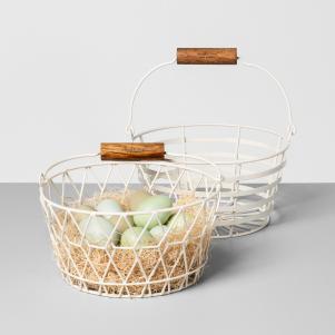 Wire Bskt, Wood Hndl