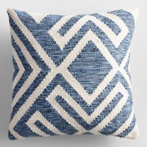 Blue and Ivory Geometric Pillow