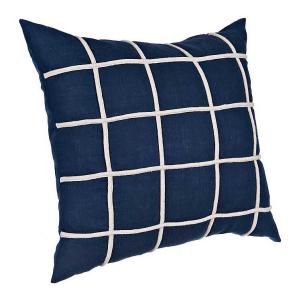 Navy Corded Grid Pillow