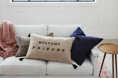 Welcome friends pillow pottery barn cheap