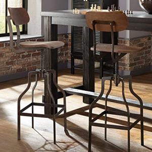 Adjustable Bar Stool Light Brown and Bronze