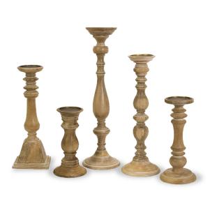 Wood Candle Holders (set of 5)