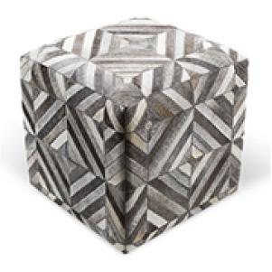 Patchwork Leather Square Pouf