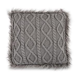 Mongolian Fur Trim Nordic Knit Pillow