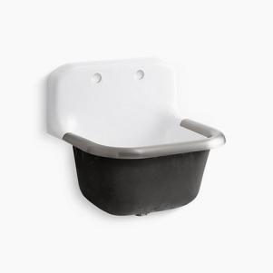 Bannon™ 24" x 20-1/4" wall-mounted or P-trap mounted service sink with rim guard and back drilled on 8" centers
