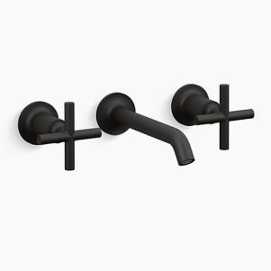 Purist® Widespread wall-mount bathroom sink faucet trim with 6-1/4" spout and cross handles, requires valve
