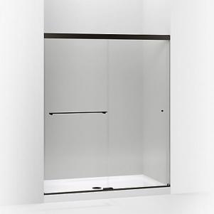 Revel® sliding shower door, 70"H x 56-5/8 - 59-5/8"W, with 1/4" thick Crystal Clear glass