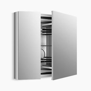 Verdera® 34" W x 30" H aluminum medicine cabinet with adjustable magnifying mirror and slow-close door