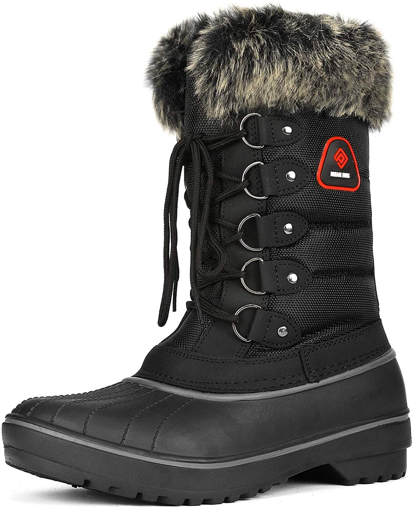 MUMUWU Mens Classical Snow Boots Cotton Side Zipper Winter Faux Fleece Inside Home Shoes Winter Boots