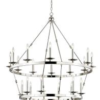 Polished Nickel 20-Light Candle Style Tiered Chandelier
