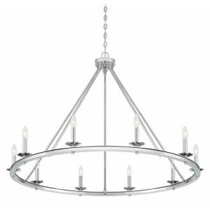 10-Light Candle Style Wagon Wheel Chandelier