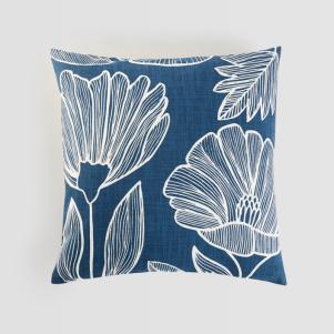 Hand-Screened Lined Florals Pillow