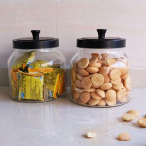 Glass Food Storage Jars, Set of 4