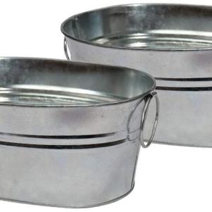 Small Galvanized Tubs, 2-Pack
