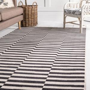 Black and White Striped 8x10 Rug