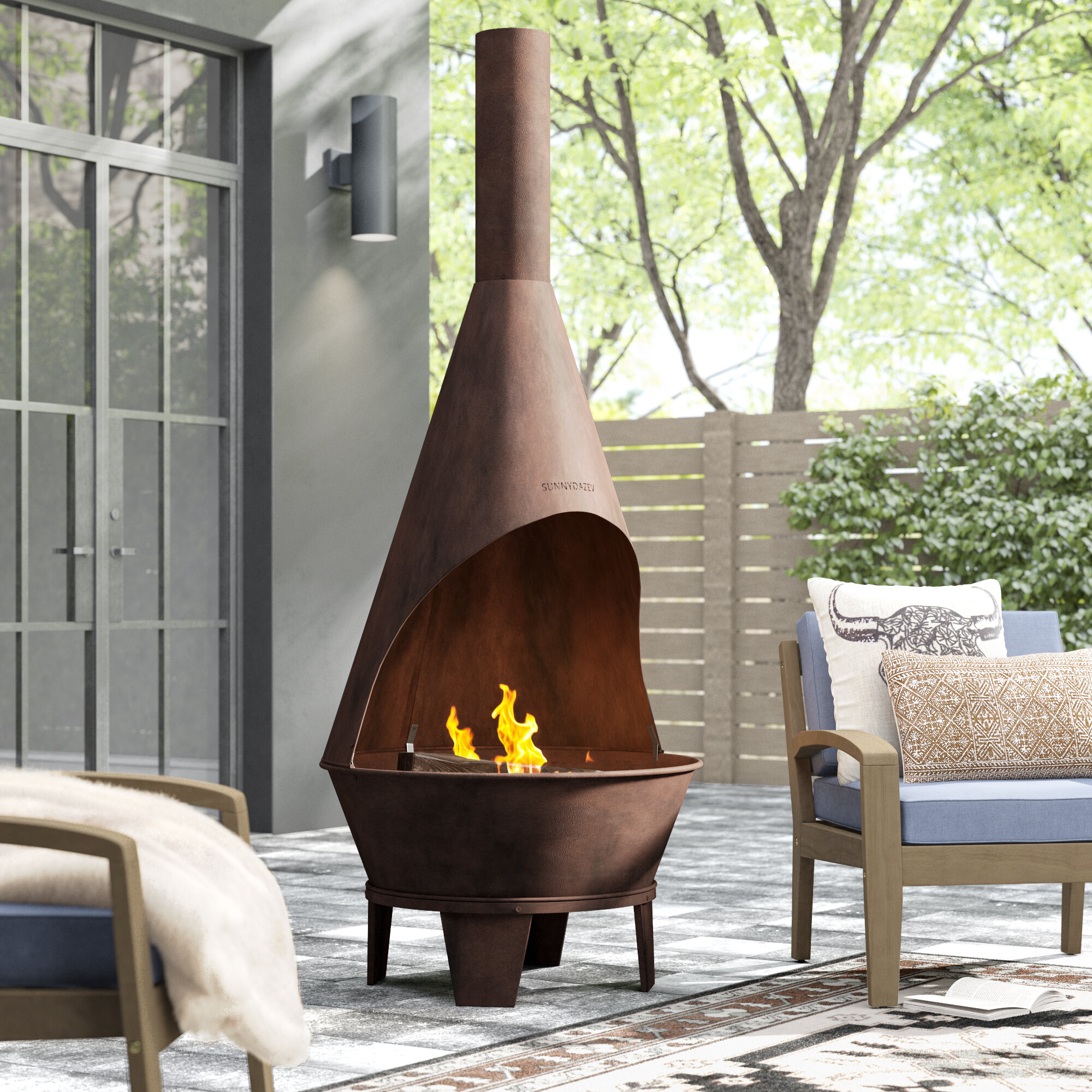 Details about   Outdoor Burning Chiminea Fire Pit Fireplace Heater Backyard Lounge Patio Heat 