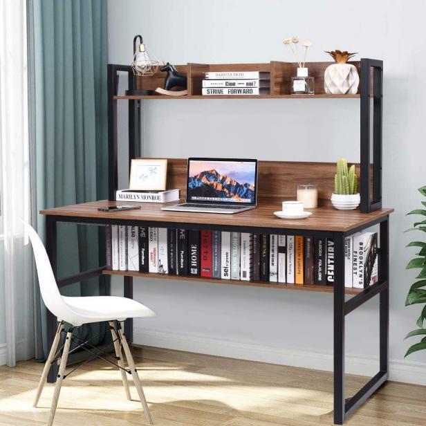 Stylish Desks For Small Spaces Under, Small Computer Desk With Shelves Above