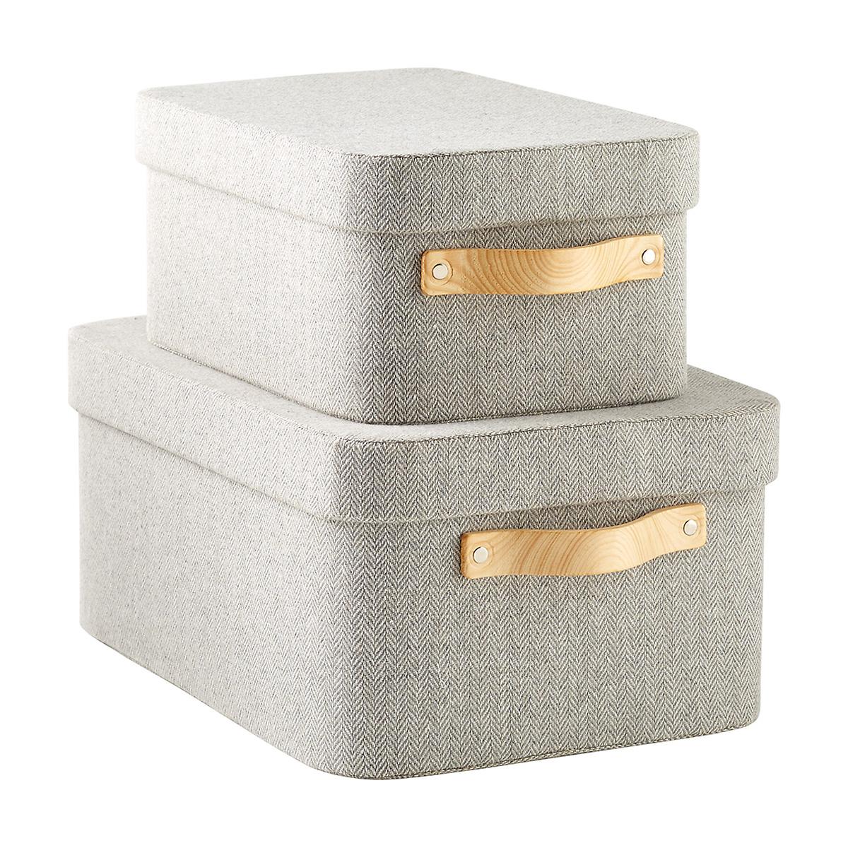 Large 3-Pack Rectangle Storage Box by  Storage Bins for Closet with Lids and Handles Umi Beige Fabric Storage Baskets Containers