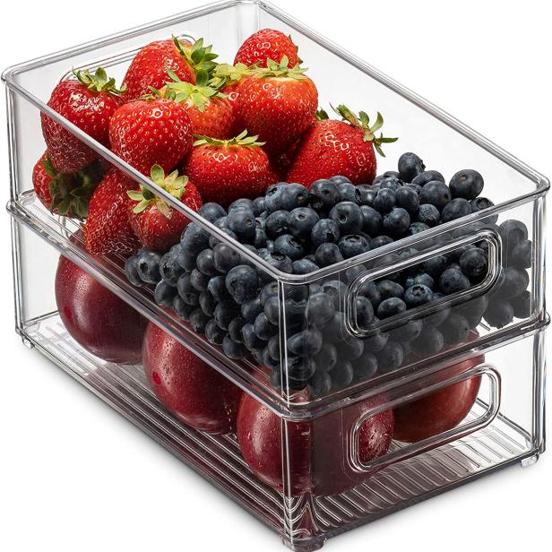Refrigerator Storage Box 4/6 Grid Food Organizer Fridge Box Drain Basket  Clear